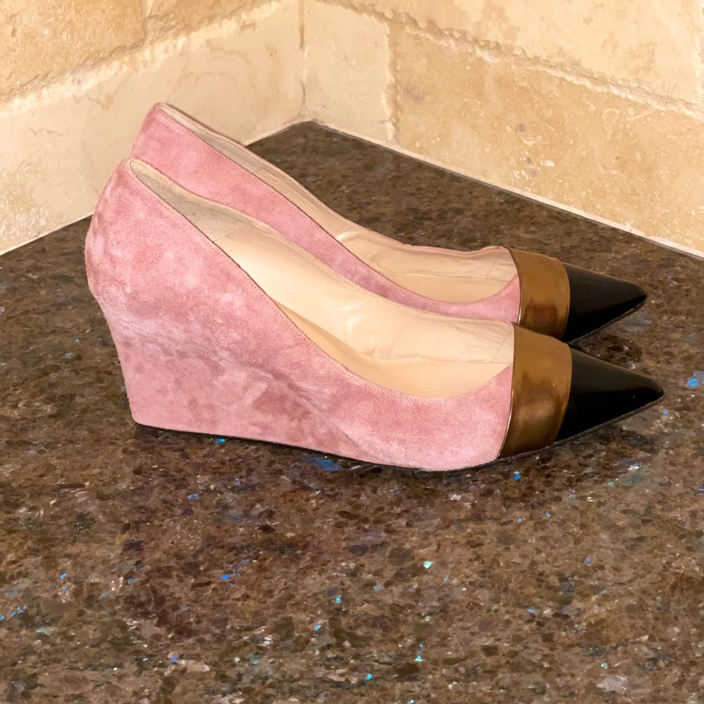 Anthropologie Pura Lopez blush suede wedges
